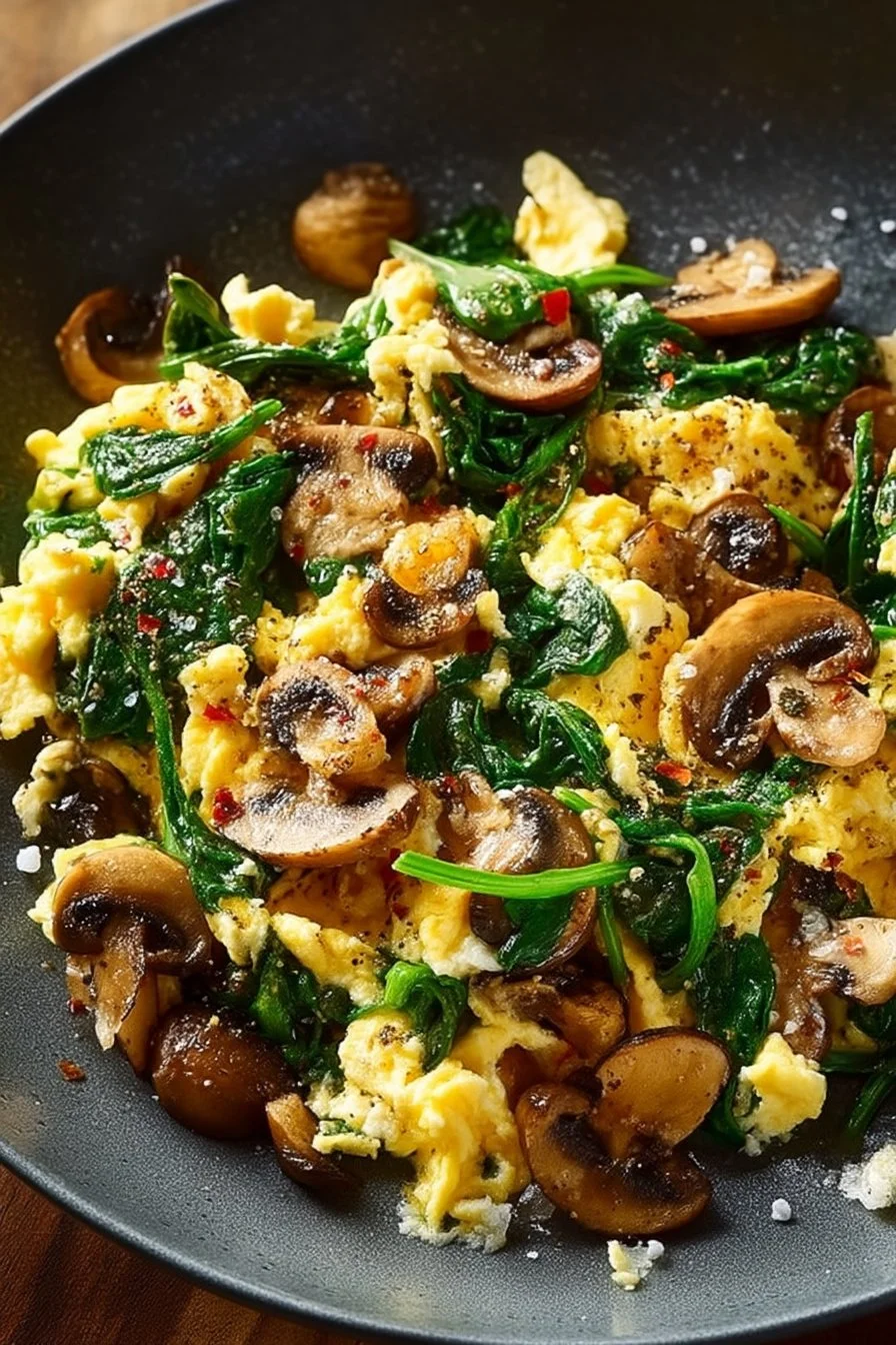 Mushroom Spinach Scrambled Eggs