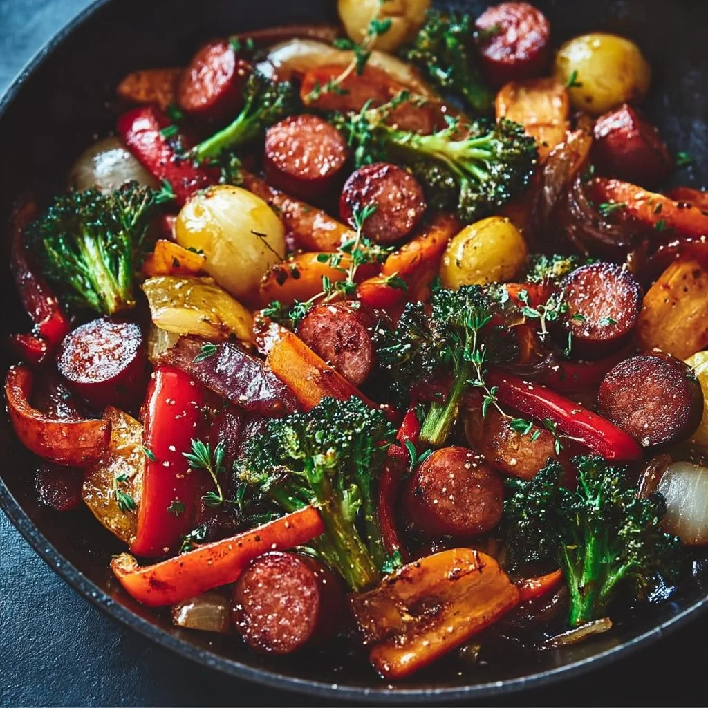 One-Pan Honey Garlic Kielbasa & Veggies