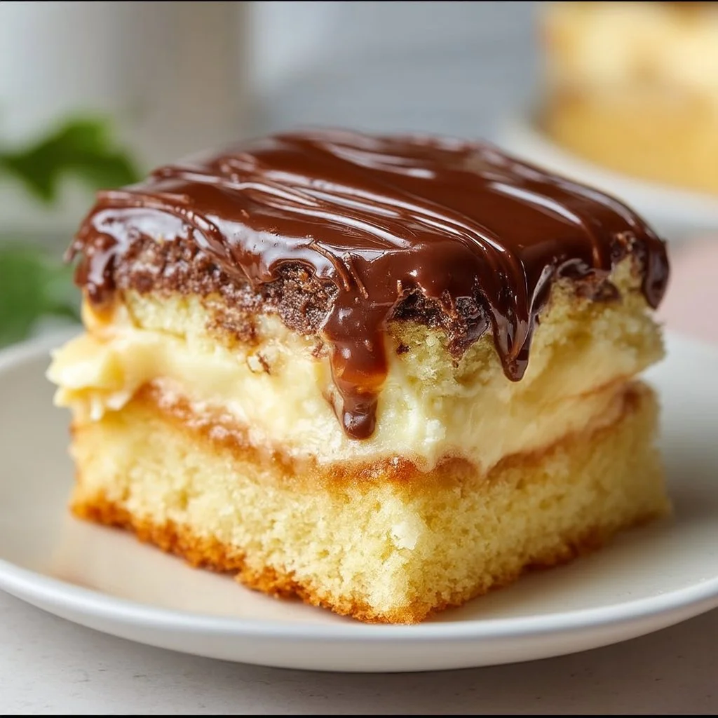Sugar-Free Boston Cream Poke Cake with Dairy-Free Custard