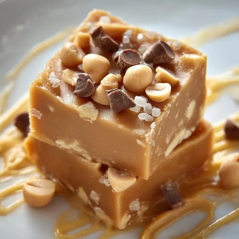 Sugar-free peanut butter fudge served on a wooden plate with a fork