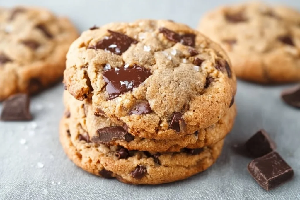 Delicious vegan sugar free chocolate chip cookies on a plate