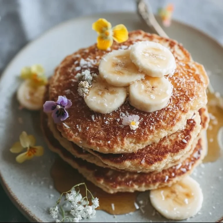 Delicious 3 ingredient banana oatmeal pancakes on a plate