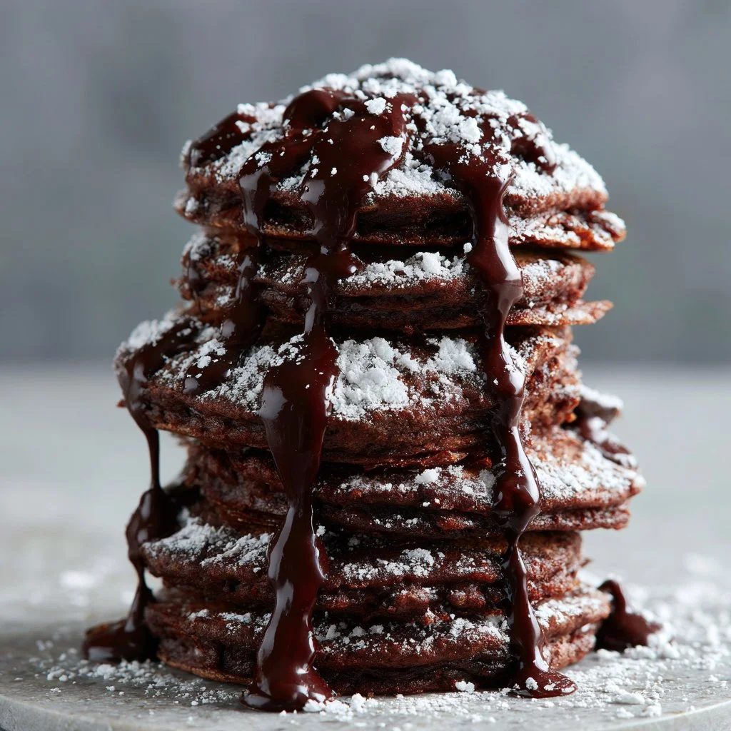 Chocolate Pancakes with Chocolate Drizzle