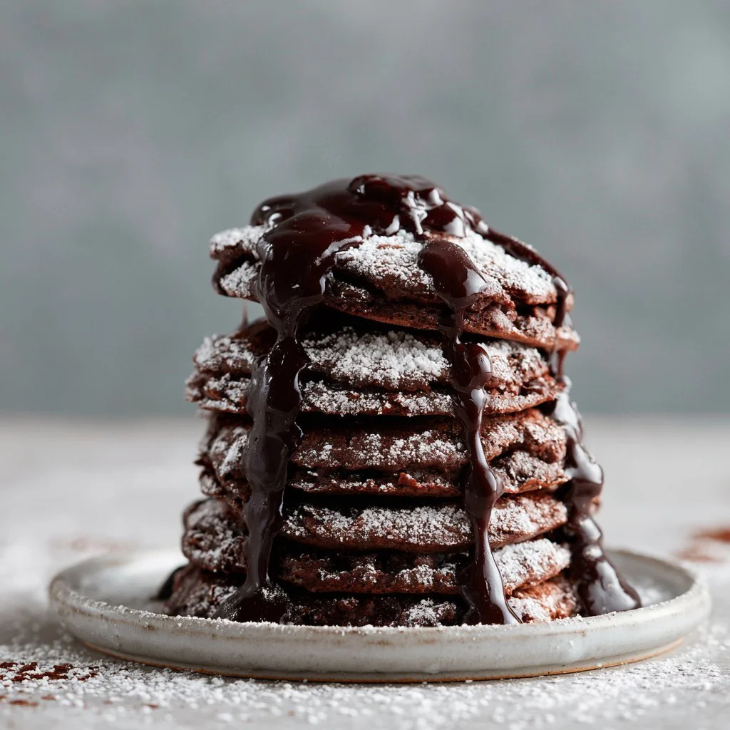 Chocolate Pancakes with Chocolate Drizzle