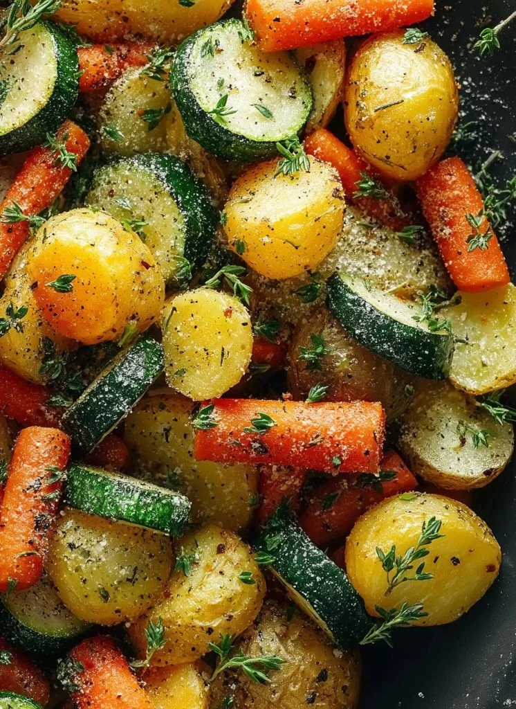 Garlic Herb Roasted Potatoes, Carrots, and Zucchini