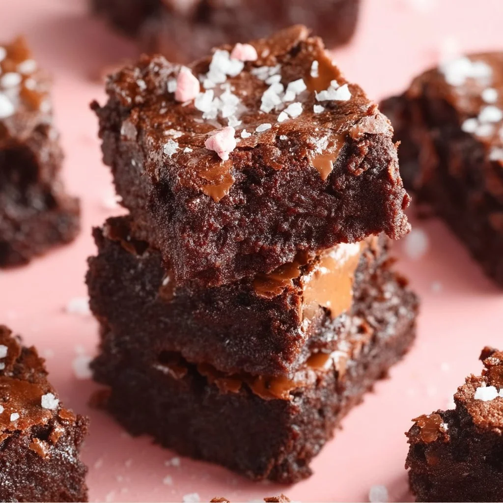 Healthy Greek Yogurt Brownies topped with chocolate drizzle on a white plate