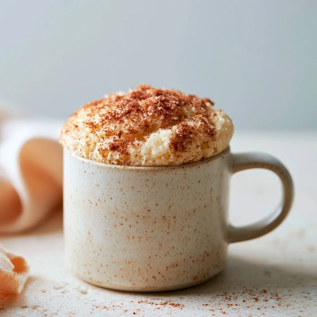 Delicious snickerdoodle mug cake served in a cozy mug