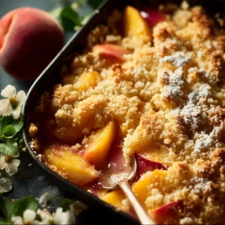 Sugar-free peach cobbler made with fresh peaches and healthy ingredients.