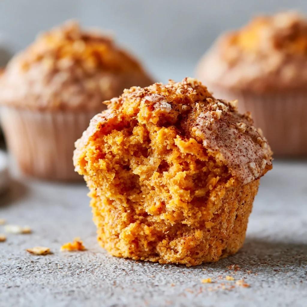 Delicious homemade sweet potato muffins with a golden-brown crust