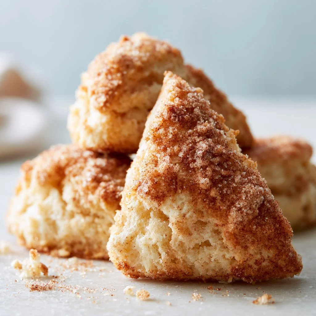 Freshly baked warm cinnamon scones on a plate